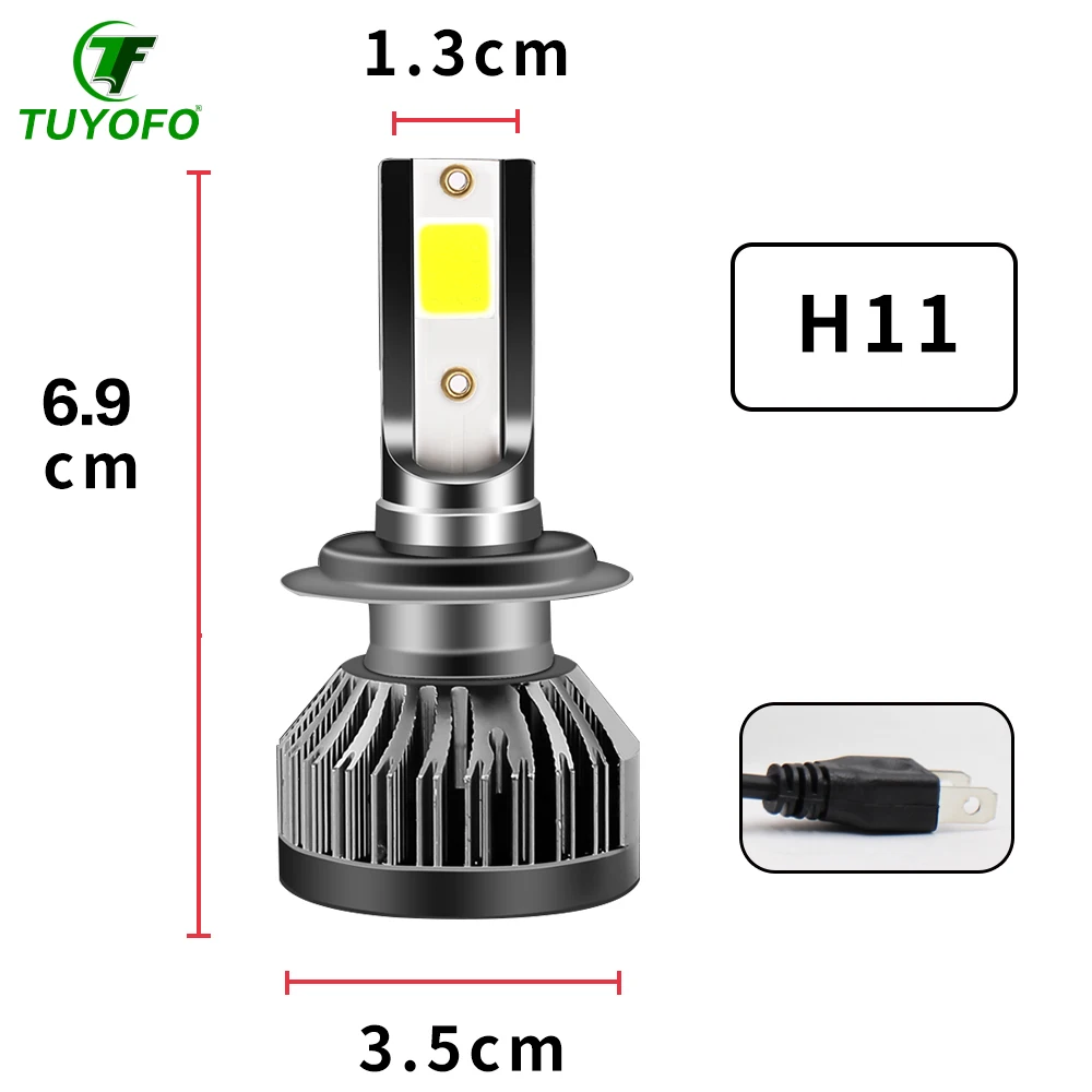 Tuyofo Автомобильная фара мини лампа H7 светодиодный светильник H1 светодиодный H7 H8 H11 фары 9005 HB3 9006 HB4 для авто 12 В светодиодный светильник 36 Вт 8000лм FANLES