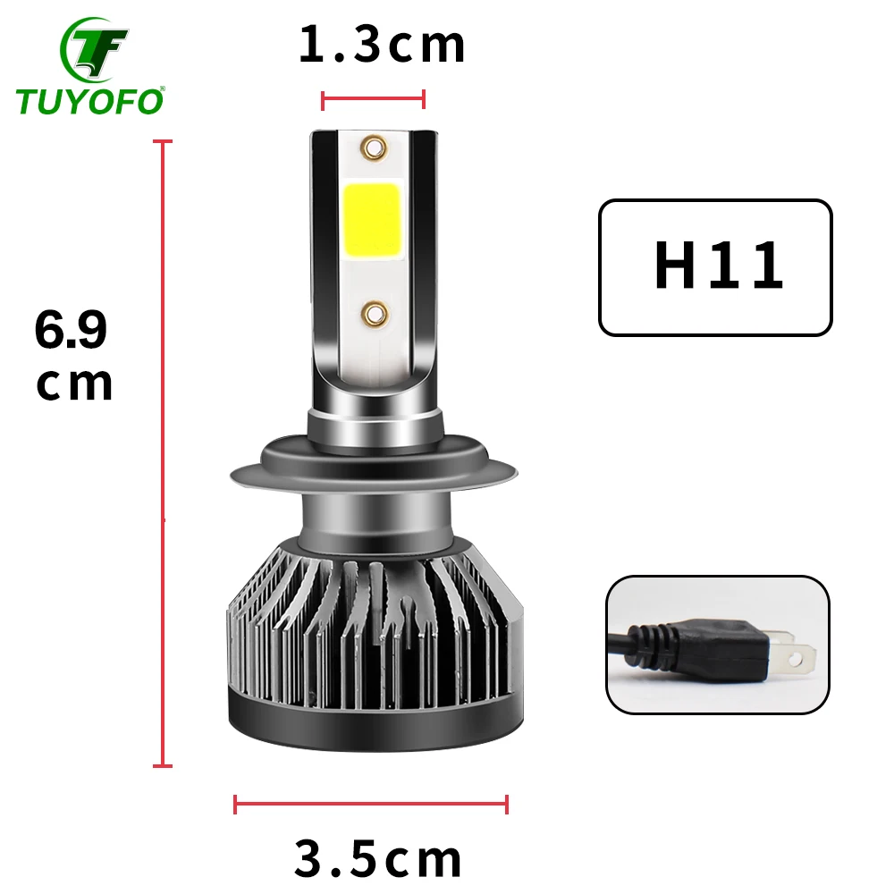 Tuyofo 2 шт. H7 светодиодный 12000LM/пара мини-автомобиль лампы для передних фар H1 светодиодный H7 H8 H9 H11 комплект фар 9005 HB3 9006 HB4 Автомобильные светодиодные лампы
