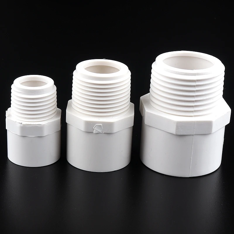 White 1/2"to 2" Male Thread Pvc Pipe Quick Equal Straight Connectors