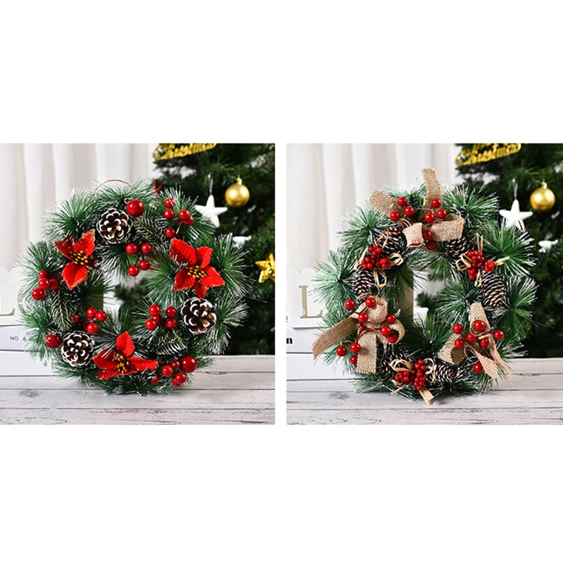 GUAGLL Christmas Wreath Decoration Simulation Garland Window Door Hanging Christmas Shopping Mall Scene Decoration Props GUAGLL Christmas Wreath Decoration Simulation Garland Window Door Hanging Christmas Shopping Mall Scene Decoration Props