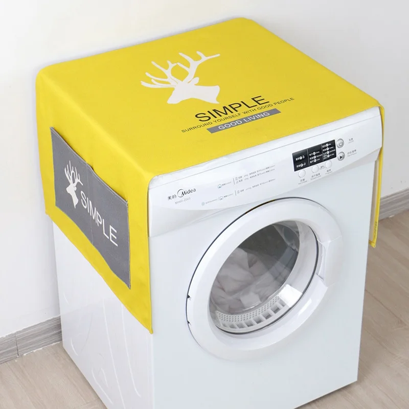 Yellow deer Мультяшный пылезащитный чехол для стиральной машины, органайзер для холодильника, однодверный домашний чехол для холодильника, пасторальное двойное открытое полотенце - Цвет: Yellow deer