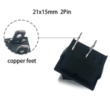 

50/100 pcs/batch of black mini button switch KCD1 2Pin boat rocker switch SPST 6A-250V snap-in on/off rocker switch copper feet