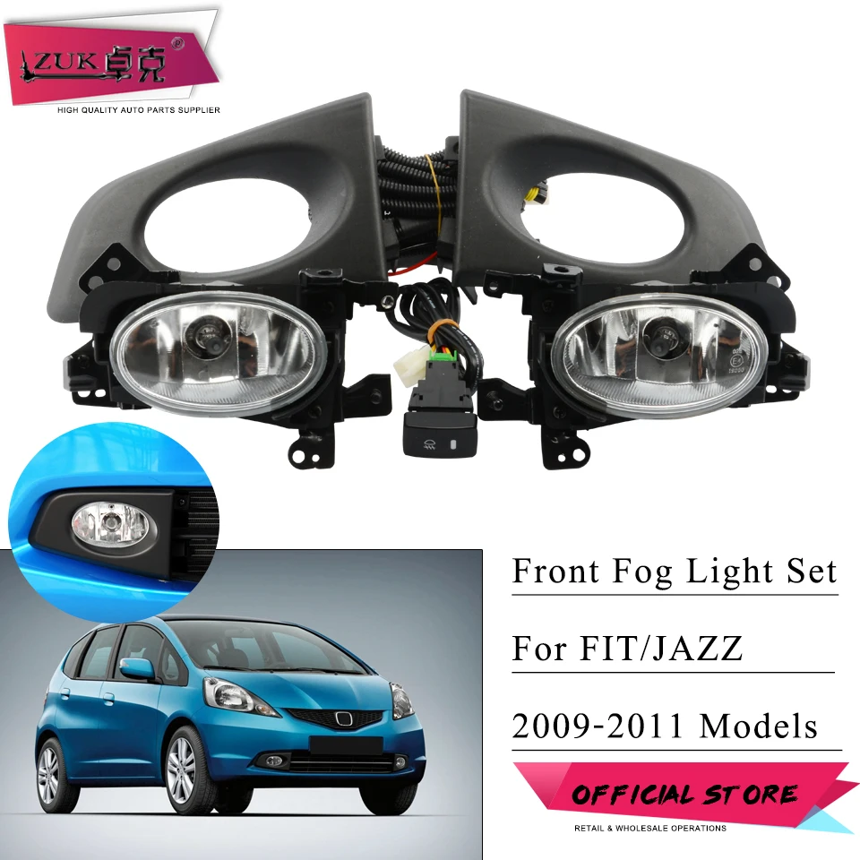 ZUK Front Fog Light Fog Lamp Upgrade Kit For HONDA JAZZ FIT 2009 2010