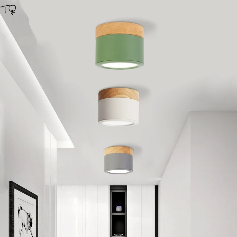 Nordic Minimalist Makaron Round Wooden Ceiling Light Simple Modern
