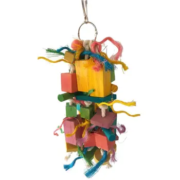 

Multicolored Wooden Blocks Bird Chewing Toy Keeps Physically and Psychologically