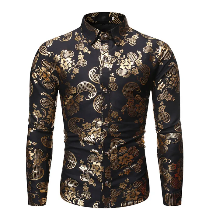 black Мужская Черная Рубашка на пуговицах с узором пейсли, Camisa Masculina,, брендовая приталенная рубашка с длинным рукавом, мужская деловая Повседневная рубашка - Цвет: black