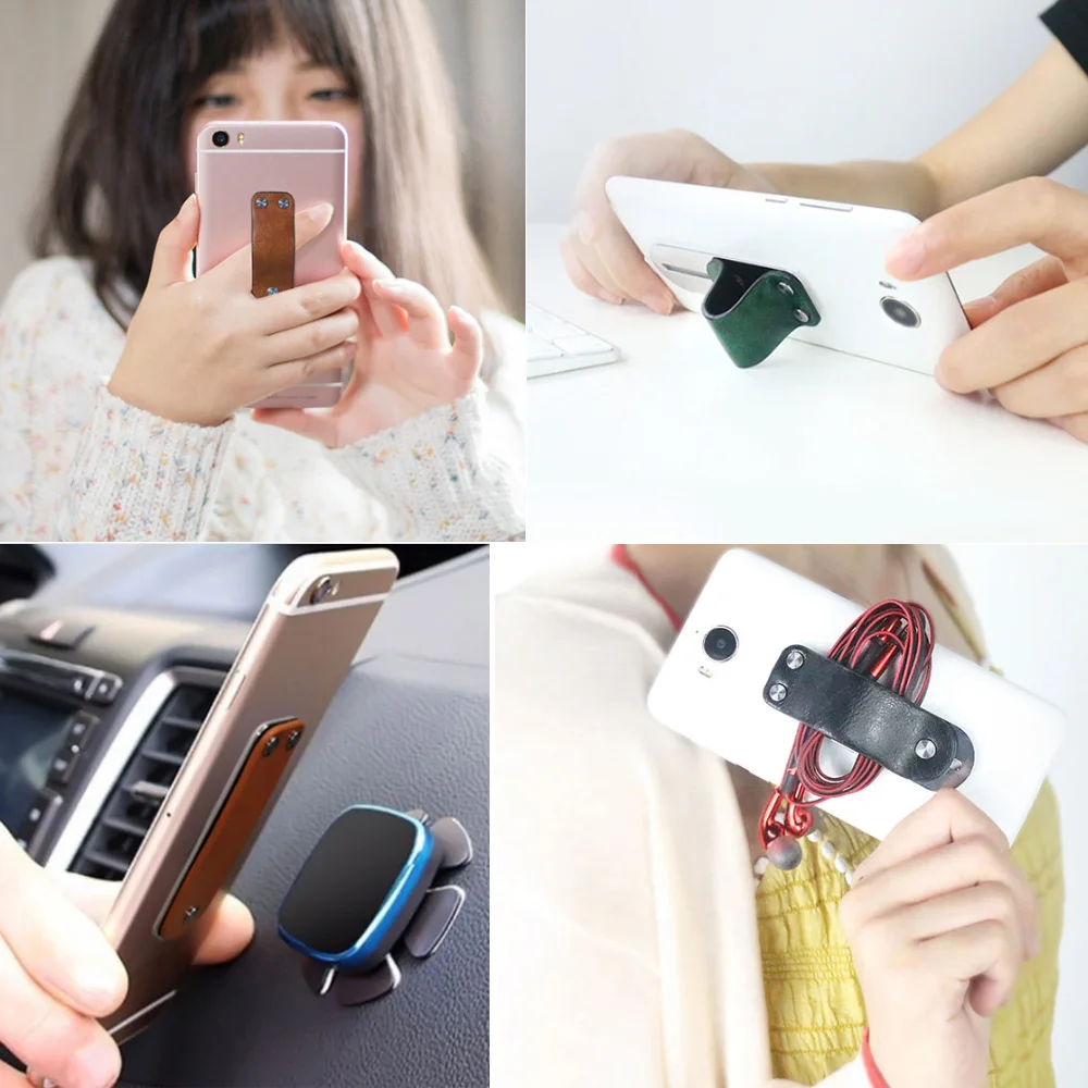 Xiaomi Freefinger Finger Ring Holder Leather Stainless Steel Mobile Phone Grip Car Phone Mount Stand For iPhone Huawei Samsung