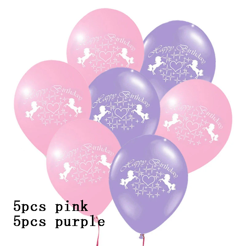 10pcs latex balloon Unicorn Birthday Party Decors Disposable Tableware Paper Cup Plate Banner Set Unicorn balloon Baby Shower Kids Party Supplies - Color: 10pcs latex balloon