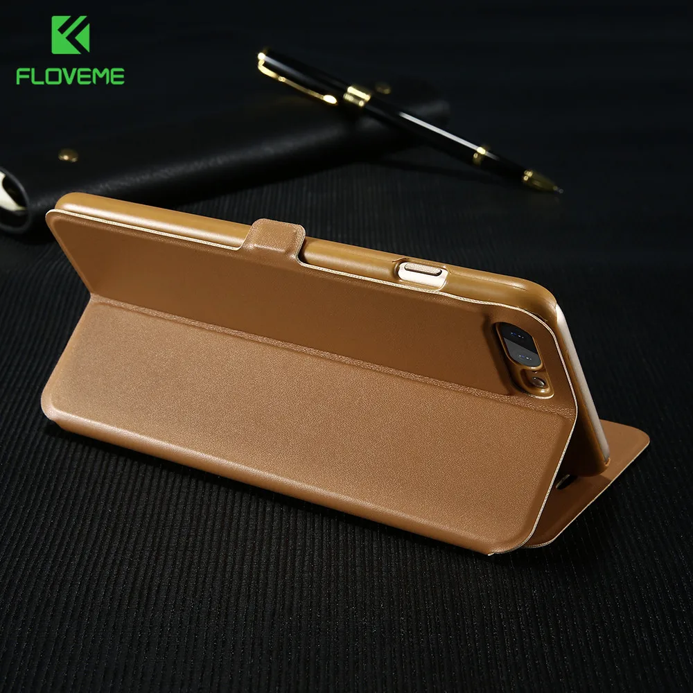 KISSCASE Open Window View Flip Case For iPhone 7 6 Plus Ultra Thin Leather Folio Cover 4