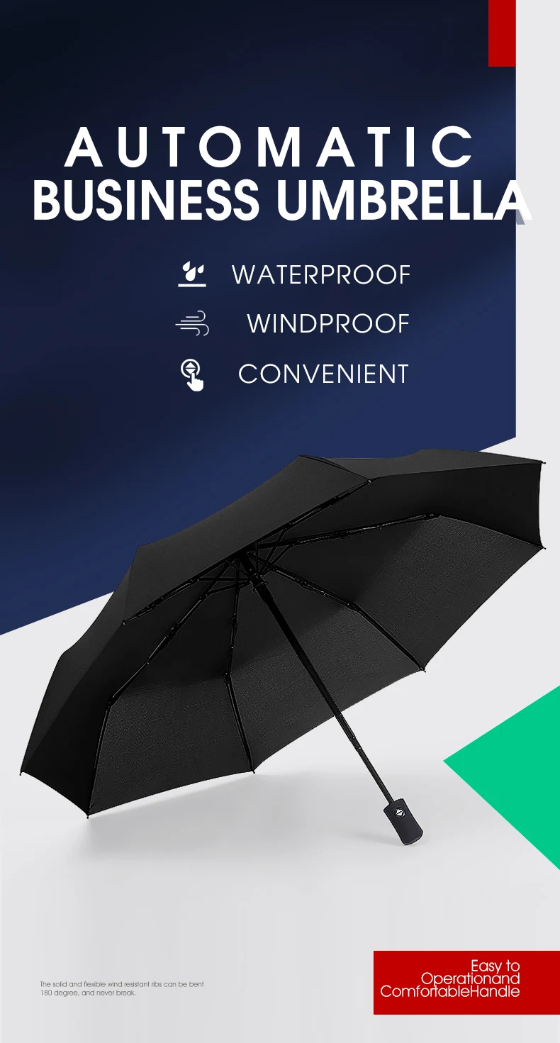 Fully Automatic 8 Bones Folding Women Umbrella Light Portable Large Windproof Rain Business Umbrella Gift Parasol Men Children
