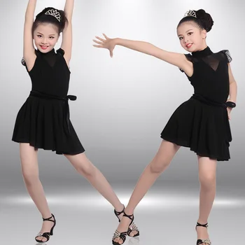 

Black Latin Dance Costume Kids Tango Cha Cha Performance Clothing Ballroom Practice Wear Rumba Salsa Samba Rave Clothes DC4629