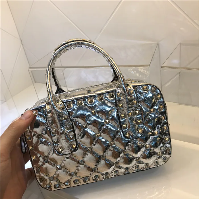 silver Kafunila женские сумки из натуральной кожи,, известный бренд, дизайнерская сумка через плечо, женская сумка-клатч - Цвет: silver