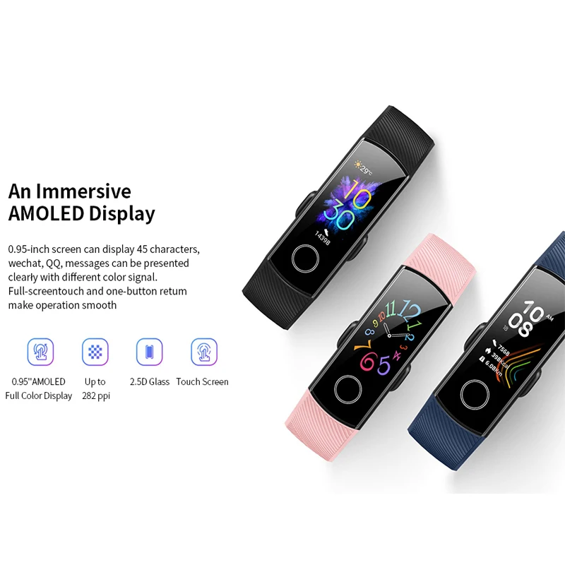 Глобальная версия huawei Honor Band 5 умный Браслет Bluetooth 5,0 AMOLED экран монитор сердечного ритма водонепроницаемые спортивные умные часы