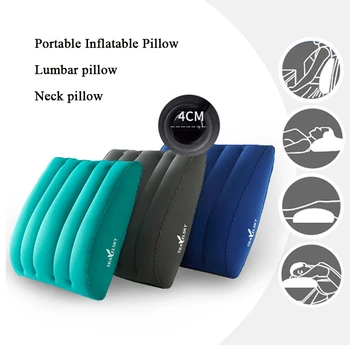

Lanke Inflatable Travel Pillow Lumbar Support Air Cushion Flocked Cushion Back Pain Relief neck pillow Outdoor Sleeping Pillows