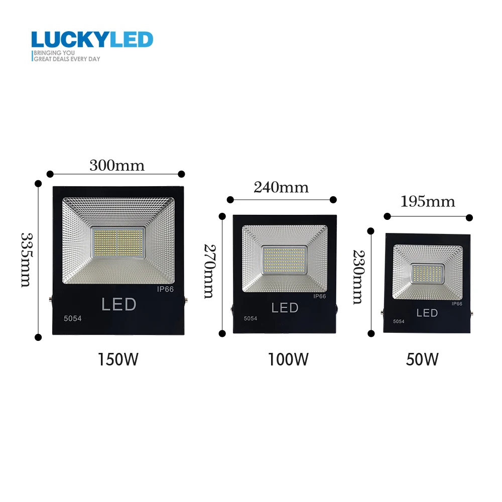 Cheap LUCKYLED Led Reflector 50w 100w 150w 220v 240v Flood light Outdoor Led Light Waterproof IP66 Aluminum Led Floodlight Wall Lamp