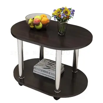 

Modern Simple Living Room Mini Small Family Tea Table Sofa Corner Movable Coffee Oval Table Belt Wheel