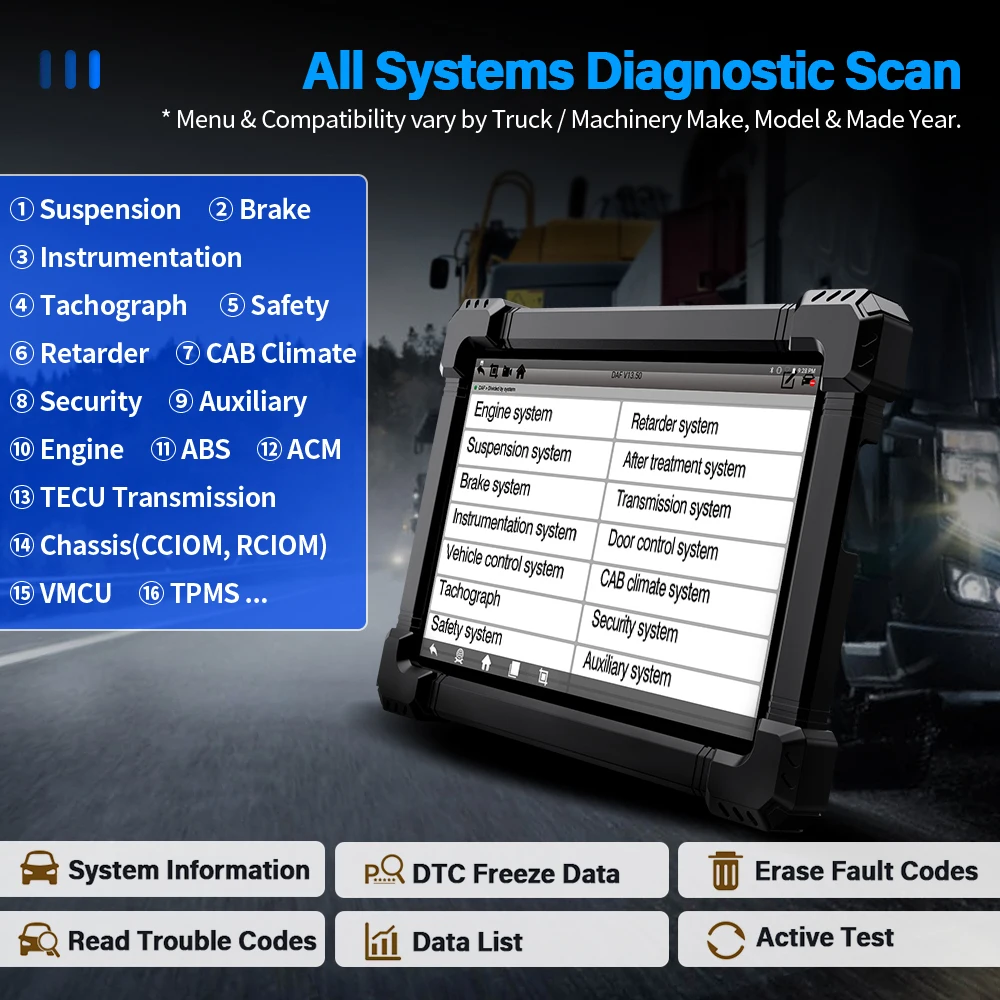 ANCEL X7 HD Heavy Duty Truck Scanner 24V Full System EPB ABS Oil Reset SAS D.PF Regen TPMS ECU OBD2 Diagnostic Tools