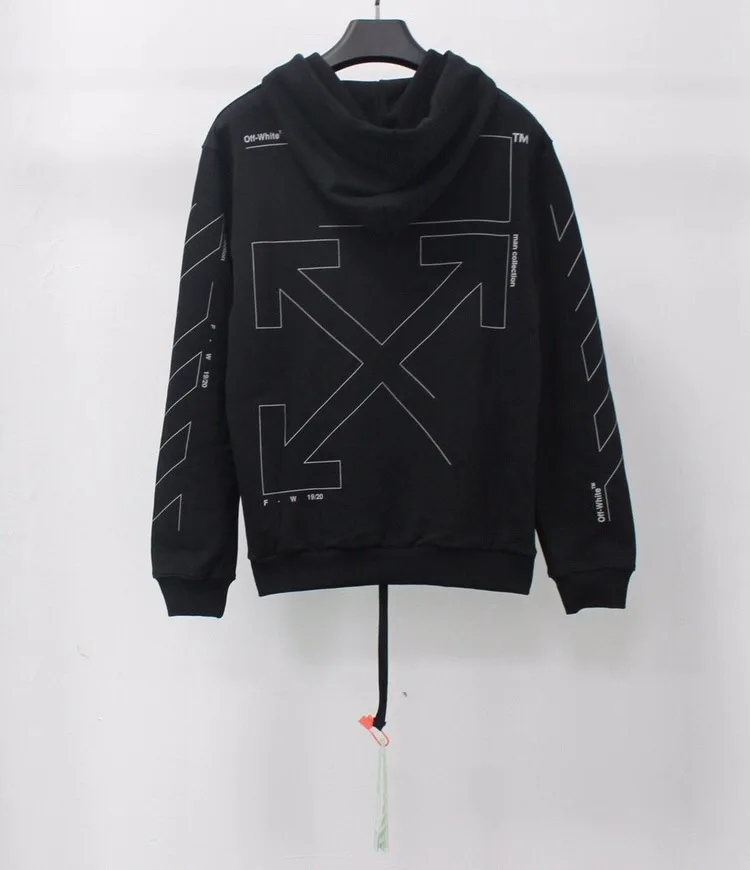 19SS OFF-WHITE OW эскиз сломанная стрела толстовка с капюшоном OS свободная Тяжелая Толстовка пара