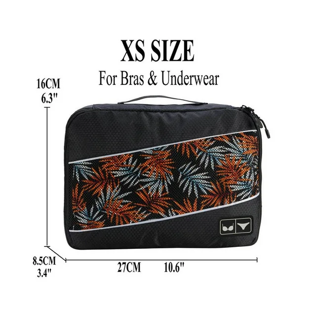 Black XS Foxmertor, упаковочные кубики, модная дорожная сумка для путешествий, сетчатая упаковка, органайзер, дышащий нейлон, для мужчин и женщин, для путешествий, чемодан, органайзер, набор - Цвет: Black XS