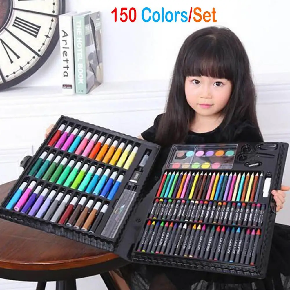 150pcs Colored Pencil Painting Marker Pen Crayon Paint Brush Drawing Tool Artist Kit School Kindergarten Children Kids Supplies oil pastels,colored crayons,color pencils,children painting supplies