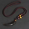 Natural Stone Black And Ice Obsidian Pendant Necklace Wolf Tooth Amulets And Talismans Couple Necklace For Women And Men ► Photo 3/6