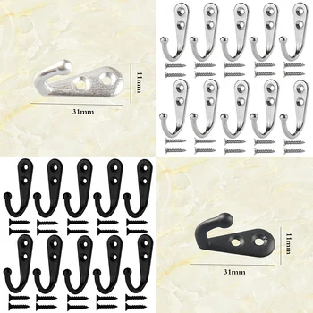 

10pcs Wall Mounted Hooks Fixing Screw Kit Closet Wardrobe Saving Spacer Hanging Coat Hat Keys Holder Organizer