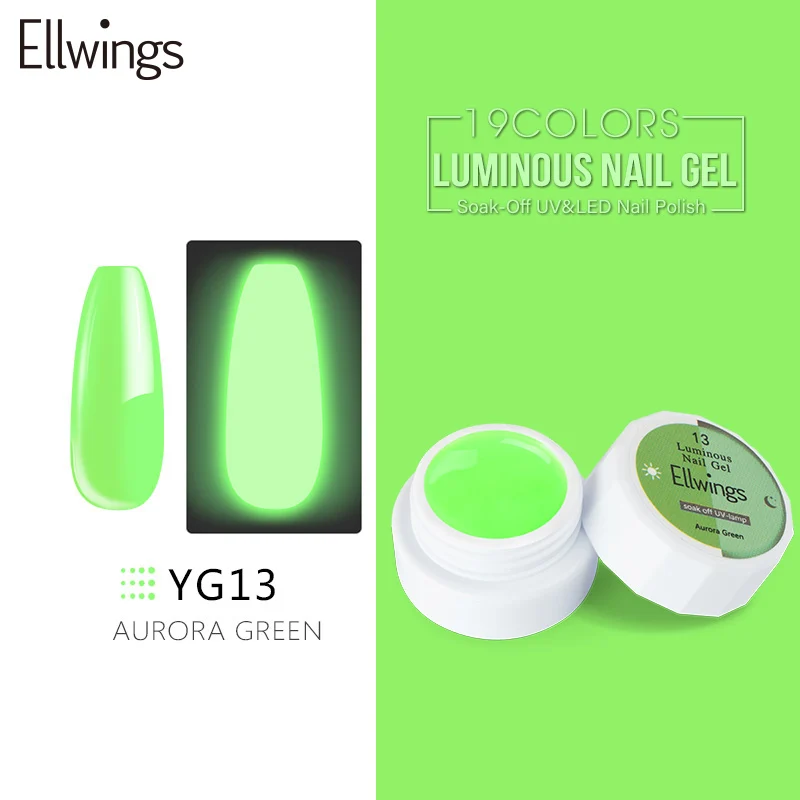 1PCS YG13 Ellwings светящийся в темноте флуоресцентный неоновый светящийся УФ-гель для ногтей 39 цветов замачивающийся Гель-лак освещение в ночное время Гель-лак для ногтей - Цвет: 1PCS YG13