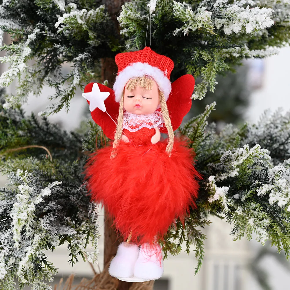 Серия рождественских кукольных подвесок для девочек, украшения для рождественской елки, новогодний домашний декор, украшение в виде ангела, Висячие окна шкафа - Цвет: Темно-серый