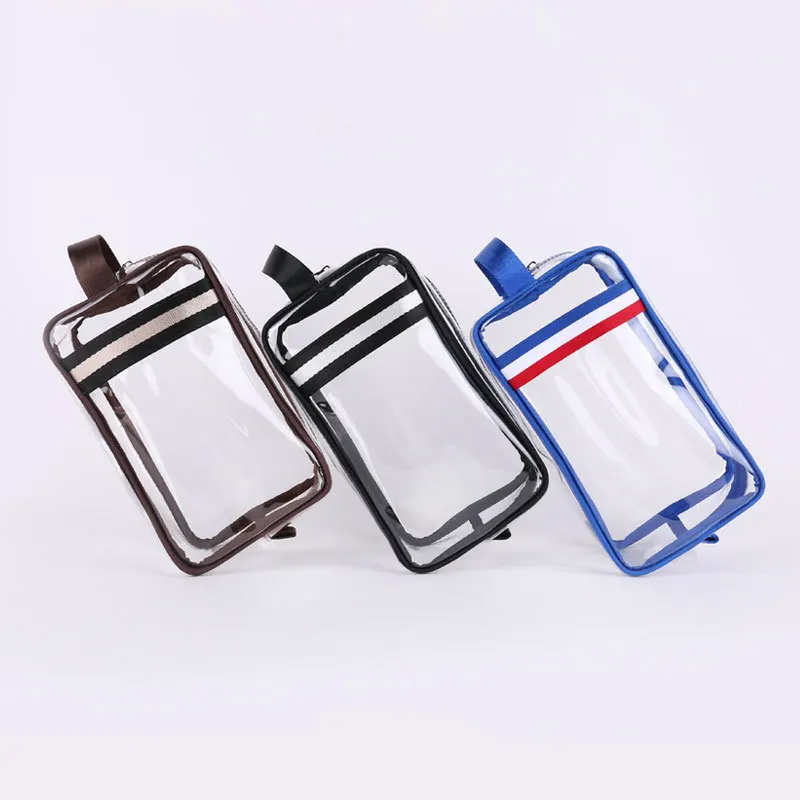 

2020 New Large Capacity Transparent Clear PVC Cosmetic Bag Women Men Plastic Waterproof Handle Zipper Square Make Up Pouch