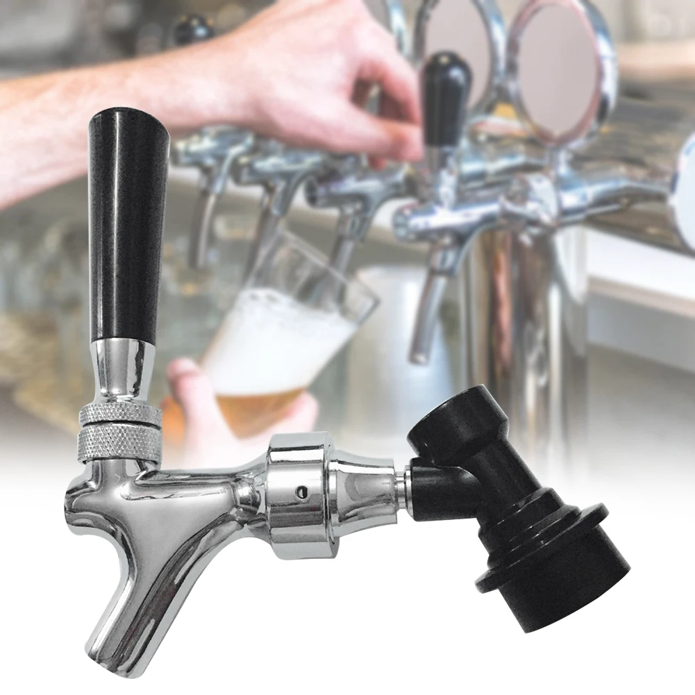 

Home Bar Tap Wine Dispenser Tool Draft Beer Faucet Chrome Plating Kitchen Brewing Quick Connect G5/8 Thread For Keg Portable