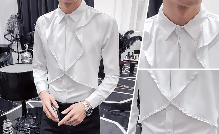 New fashion Men's autumn Evening dress Business shirt/Male retro style slim fit Leisure pure cotton long sleeve shirts 3XL