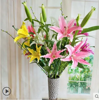 Artificial Lily simulation bouquet single living room indoor table decoration flower decoration vase flower arrangement