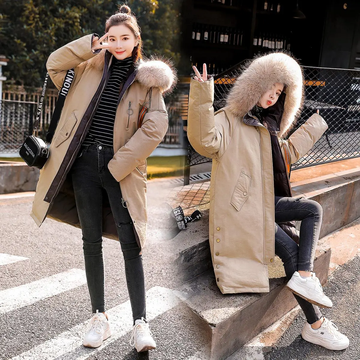 

Mid-length Slim Fit 2018 Winter New Style Fashion Long Sleeve Fashion Long Convention Solid Color Cotton-padded Clothes with Mod