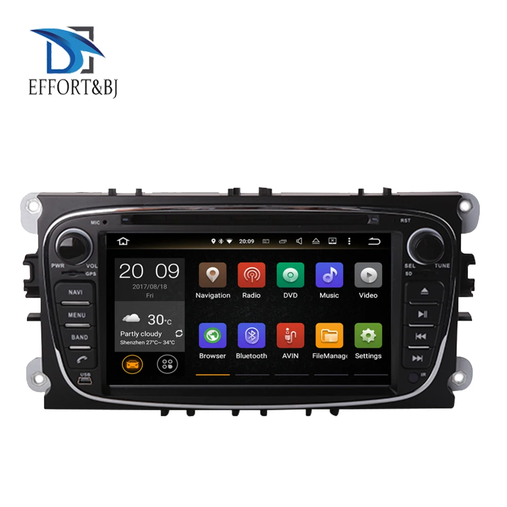 Android 9 0 Octa Core 4GB RAM Автомобильный GPS навигатор для Ford Focus/Mondeo/S max/Connect 2008 2011 черный