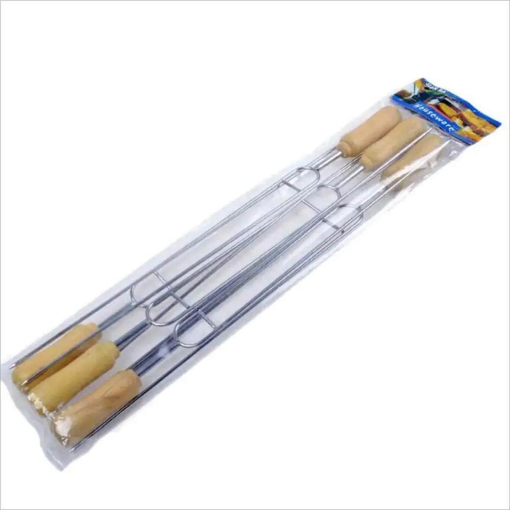 6PCS Stainless Steel U-Shaped Barbecue Brazing Fork Needle Barbecue Grilling Skewers Metal Skewer Double Prongs BBQ Tools