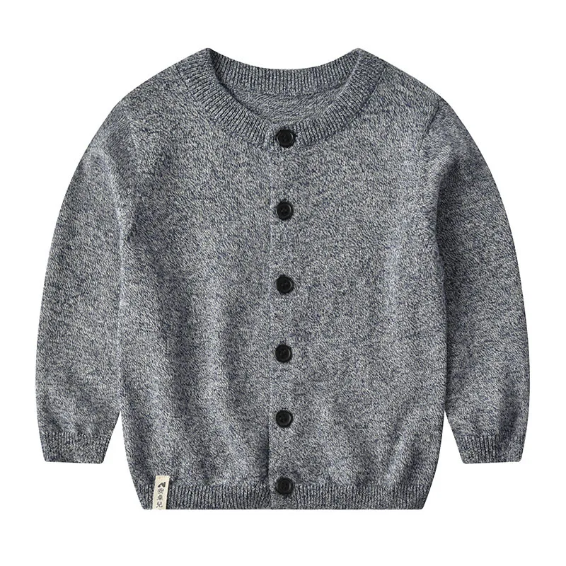 Dark Gray Классический милый детский монотонный кардиган, хлопковый трикотажный Детский свитер, модный свитер для мальчиков и девочек, пальто - Цвет: Dark Gray