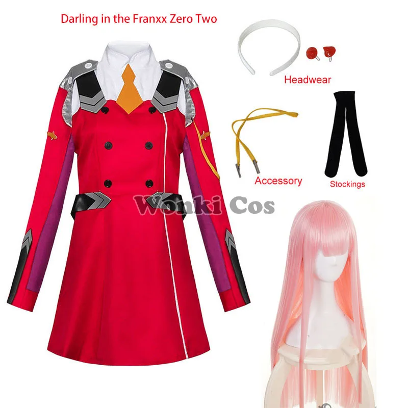 Anime DARLING In The FRANXX CODE:02 Zero Two Cosplay Costume Long Pink Wig  Hair Zero Two Uniform|Anime Costumes| - AliExpress