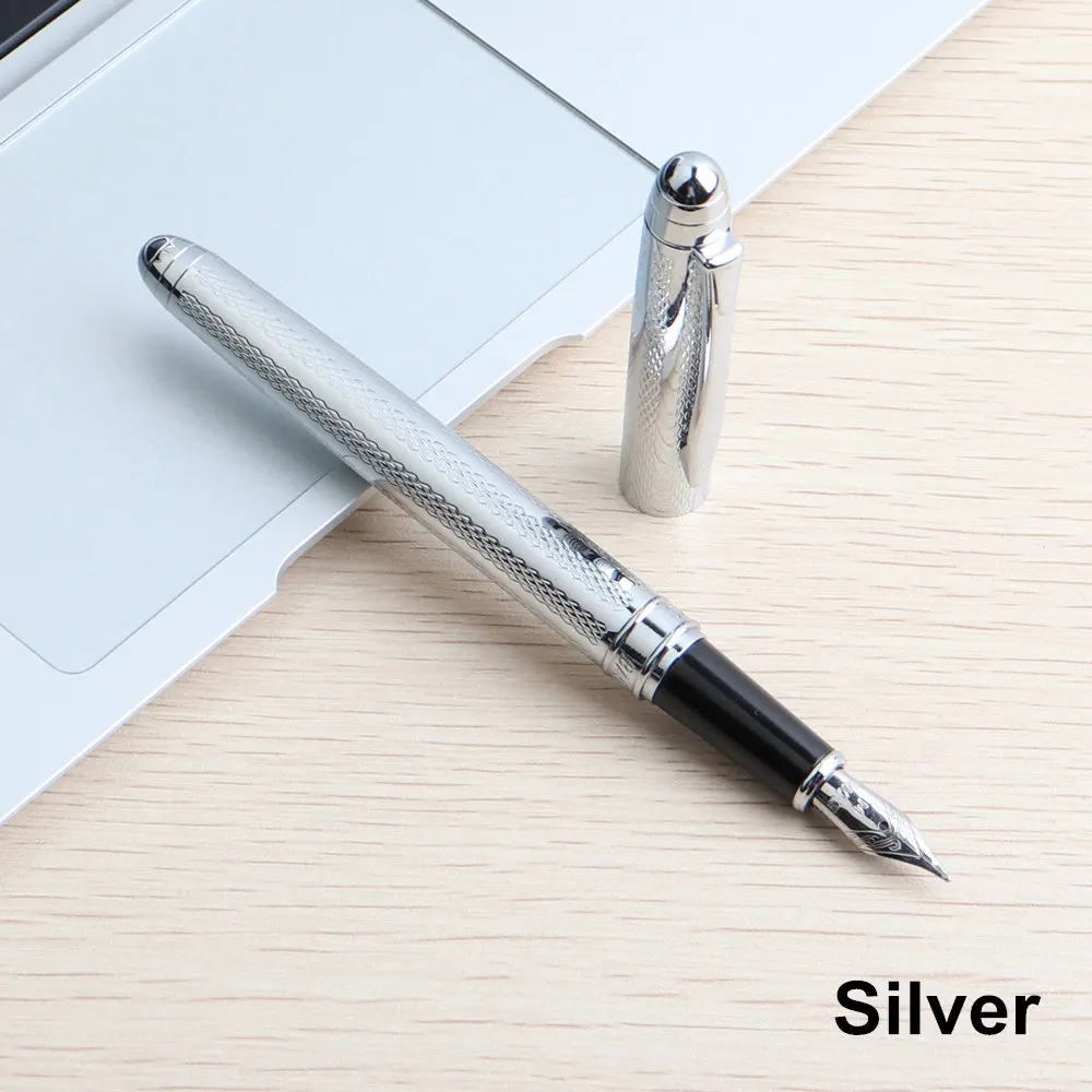 Высокое качество авторучка полностью Металлическая роскошные ручки офисные школьные или Подарочные канцелярские принадлежности пишущие черные синие красные чернила - Цвет: 1pcs silver pen