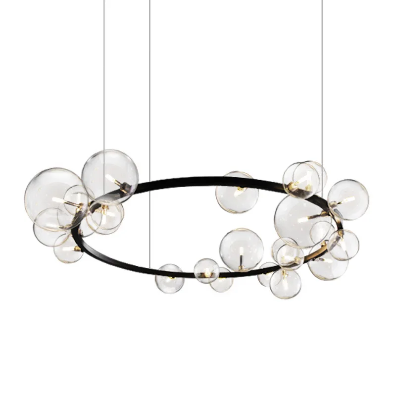 

Nordic Luxury Living Room Chandelier Dining Room Lamp Creative Bar Dining Room Pendant Lights Glass Bubble Lamp G4 D85cm D120cm
