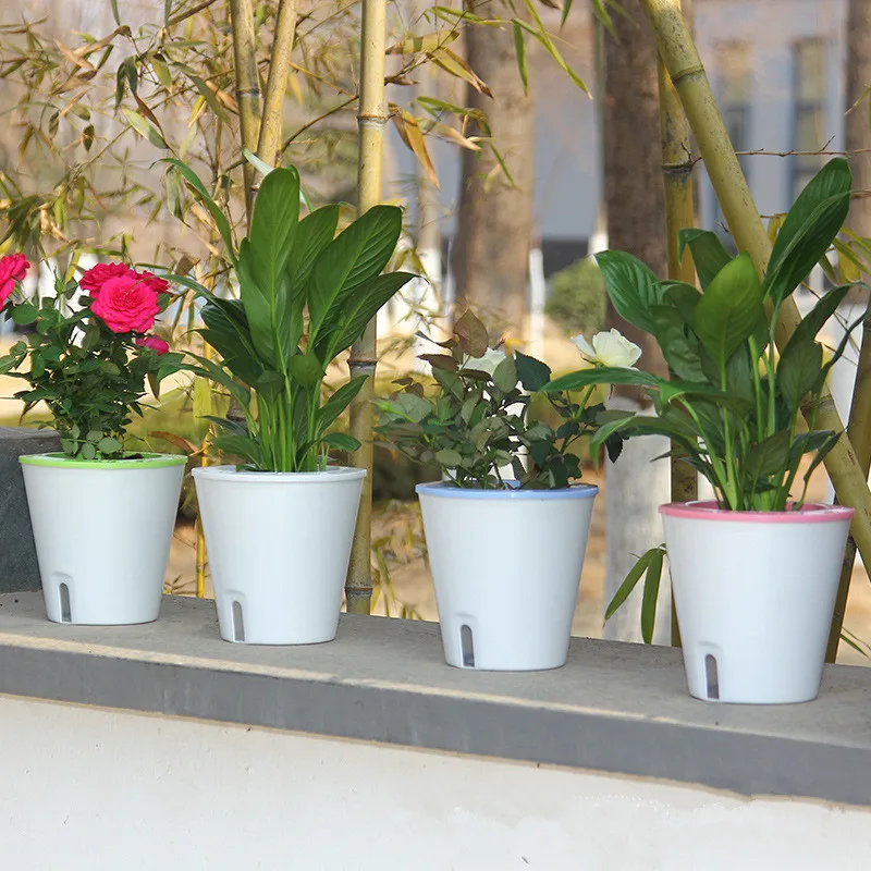

Creative Self-watering 4 color Flower Planter Plant Pot Home Office Decor Round For Garden Decoration Automatic watering pot