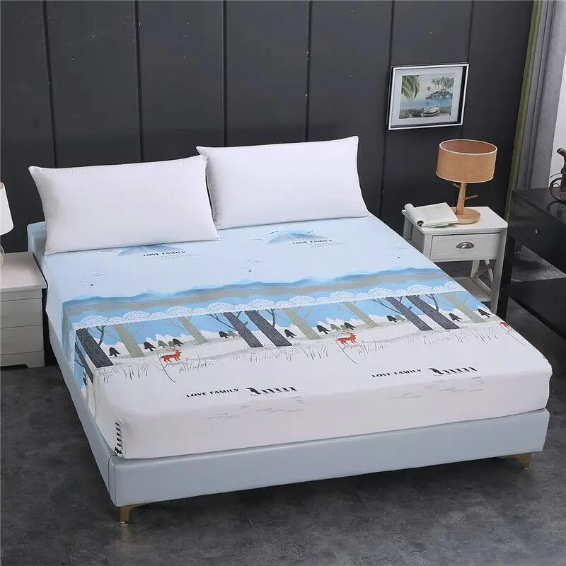 LAGMTA 1 pc 100% Polyester Sheet Mattress Cover Bed Sheet Printing Fitted Sheet Four Corners With Elastic 6