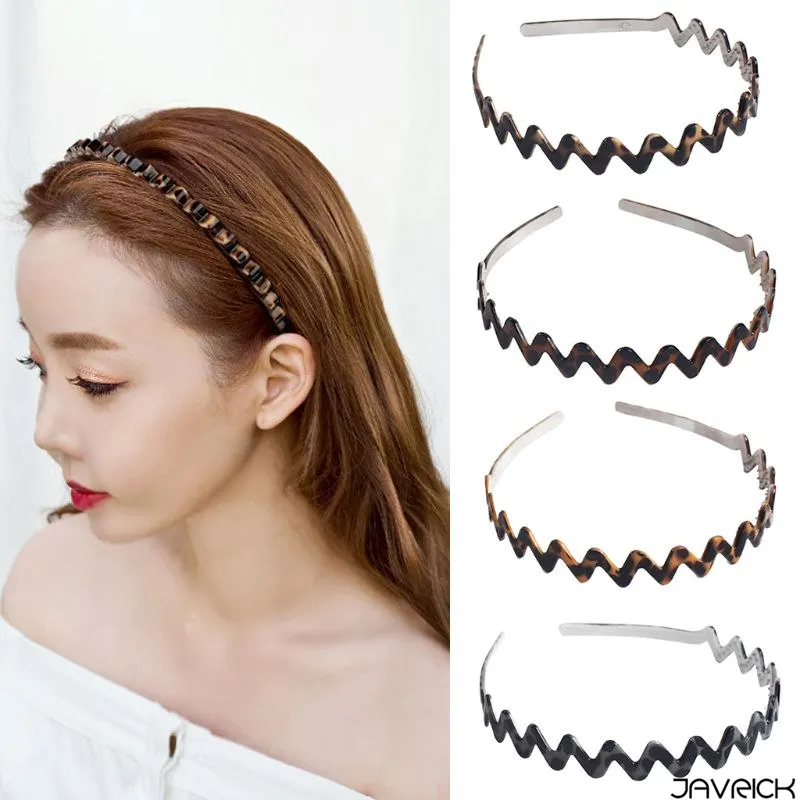 

Minimalist Vintage Leopard Thin Headband Anti-Skid Toothed Wavy Geometric Plastic Hair Hoop Women Side Bangs Styling Accessories