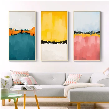 

Abstract Multi Colors Blue Yellow Canvas Print Paintings Wall Art Picture Poster for Living Room Office Home Decoration No Frame