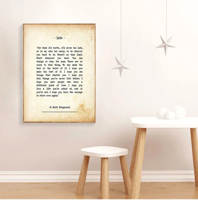 For What it's Worth Quote Print Scott Fitzgerald Poem Poster Modern Inspirational Wall Art 2