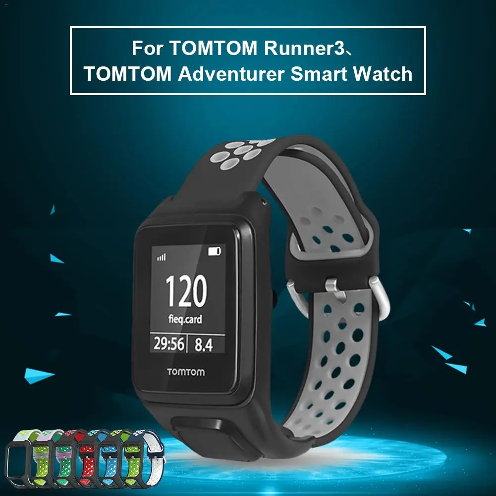 

High Quality Vibrant Two-color Pore Silicone Replacement Strap For TOMTOM Runner3/TOMTOM Adventurer Smart Watch Band