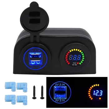 

Car/RV/Yacht/Marine 4.2A Dual USB Mobile Phone Charger LED Color Screen Voltmeter Universal Modification Accessories