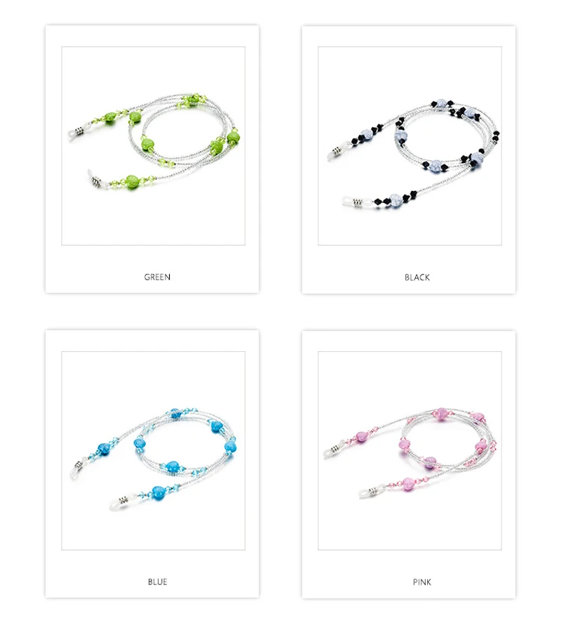 Heart Beads Handmade Beaded Chain Eyeglasses Chains for Reading Glasses Cord Sunglasses Strap Holder Neck Band Accessories
