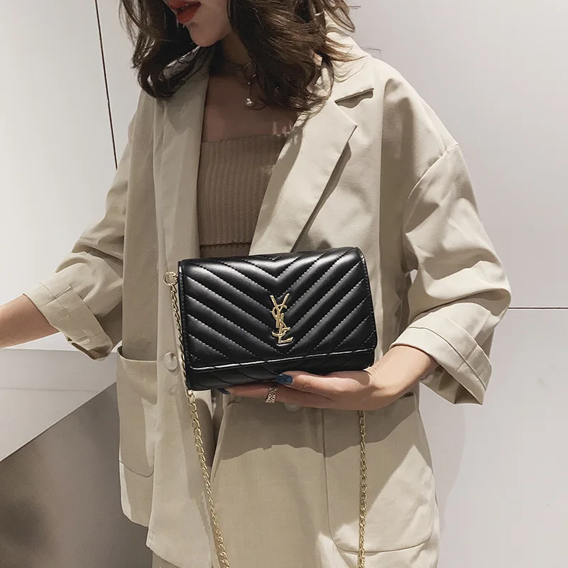 2019 new chain fashion simple solid color bag women shoulder messenger small square | Багаж и сумки