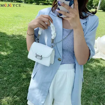 

PU Shoulder Bags Lady Women Alligator Pleated Totes Chain Mini Crossbody Handbag for Outdoor Shopping Traveling Decor