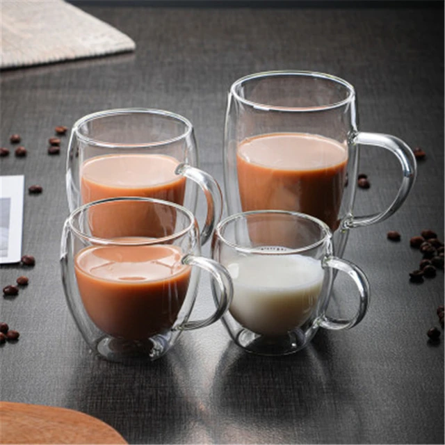 Glass Coffee Mug Double Wall Transparent  400ml Glass Double Wall Coffee  Mug - Glass - Aliexpress